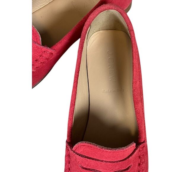 J.Crew Women’s Made in Italy Red Suede Leather Loafers Size 8 Preppy Casual Chic - Picture 4 of 10